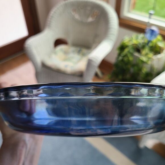 Vintage Anchor Hocking Ovenware Cobalt Blue Deep Dish 9-Inch 1 Qt. Pie Plate - Picture 5 of 8